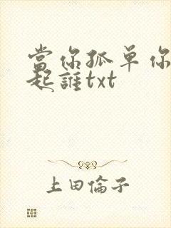 当你孤单你会想起谁txt