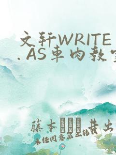文轩WRITE. AS车肉教室