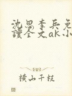 沈思李兵免费阅读全文ak小说