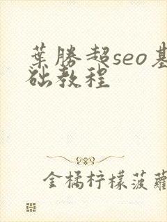 叶胜超seo基础教程