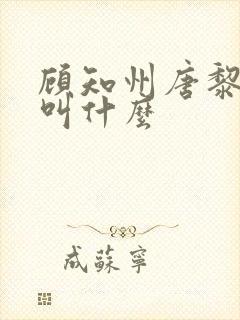 顾知州唐黎书名叫什么