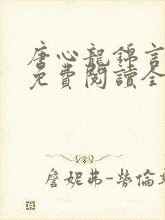 唐心龙锦言小说免费阅读全文