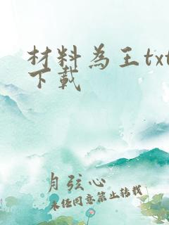 材料为王txt下载