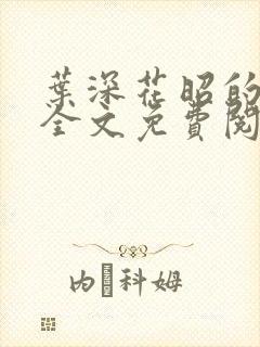 叶深花昭的小说全文免费阅读笔趣阁