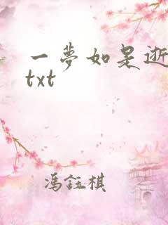 一梦如是逝水长txt