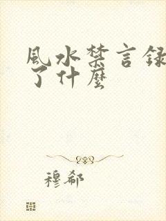 风水禁言录 写了什么
