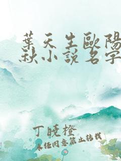 叶天生欧阳欣忆秋小说名字