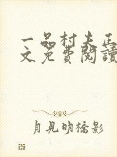 一品村夫正版全文免费阅读