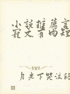 小说推荐言情甜宠文有肉短篇完结