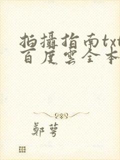 拍摄指南txt百度云全本