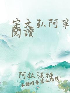 宇文弘阿宁全文阅读