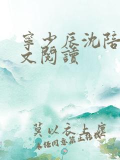 宁少辰沈陪一全文阅读