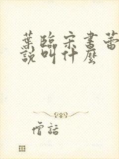 叶临宋书蕾的小说叫什么