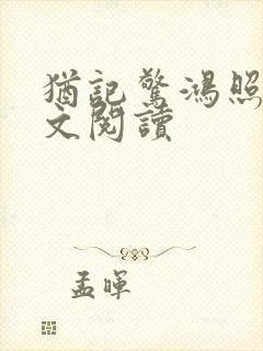 犹记惊鸿照影全文阅读