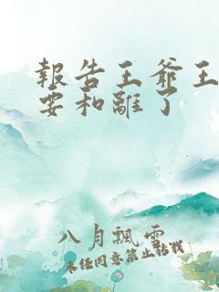 报告王爷王妃又要和离了