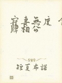 宠妻无度  金牌相公