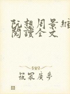 阮想周景维免费阅读全文