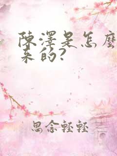 陈泽是怎么火起来的?