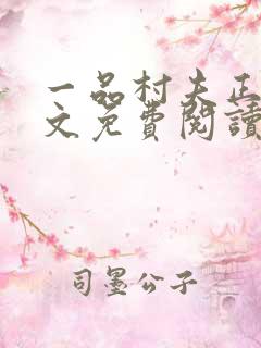 一品村夫正版全文免费阅读