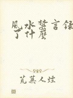 风水禁言录 写了什么