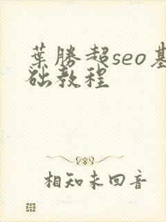 叶胜超seo基础教程