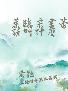 叶临宋书蕾的小说叫什么