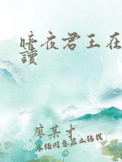 暗夜君王在线阅读