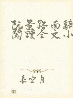 阮景路南辞免费阅读全文小说