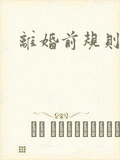 离婚前规则小说