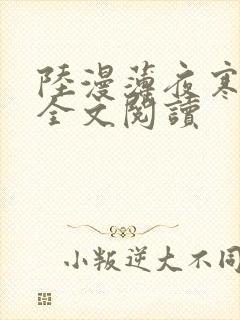 陆漫薄夜寒免费全文阅读