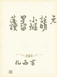 落星小说免费阅读留燧明