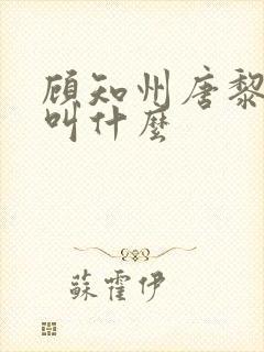 顾知州唐黎书名叫什么