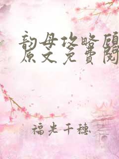 韵母攻略顾小暖原文免费阅读