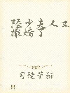 陆少夫人又双叒撒娇了