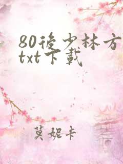 80后少林方丈txt下载