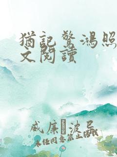 犹记惊鸿照影全文阅读