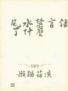 风水禁言录 写了什么