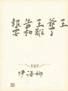 报告王爷王妃又要和离了