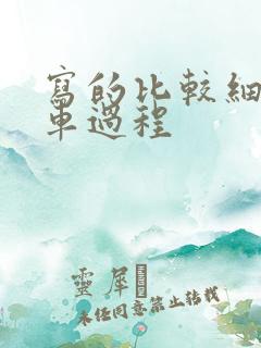 写的比较细的开车过程