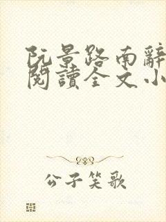 阮景路南辞免费阅读全文小说