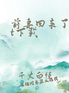 前妻回来了txt下载