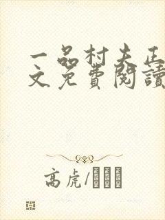 一品村夫正版全文免费阅读
