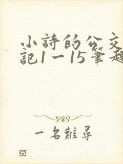 小诗的公交车日记1一15笔趣阁
