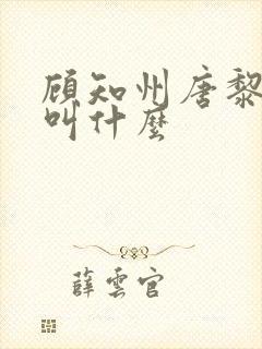 顾知州唐黎书名叫什么