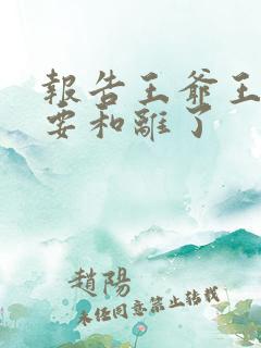 报告王爷王妃又要和离了