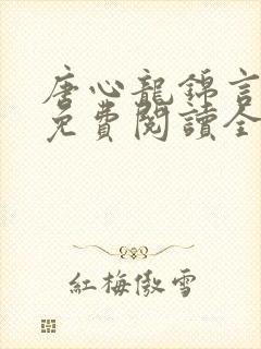 唐心龙锦言小说免费阅读全文