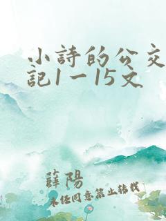 小诗的公交车日记1一15文