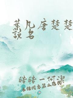 叶凡唐楚楚的小说名