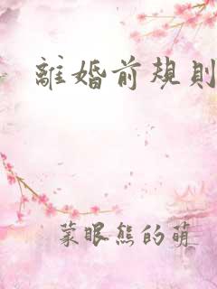 离婚前规则小说