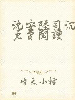 沈安陆司沉小说免费阅读